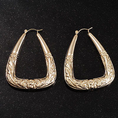 Jumbo Gold-Plated Triangular Hoop Earrings - main view