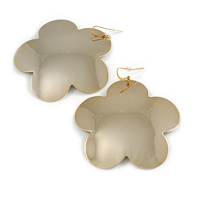Oversized Gold-Tone Flower Dangle Earrings