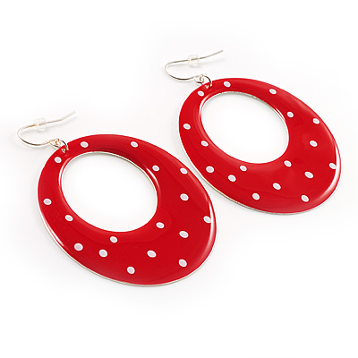 Red Polka Dot Hoop Earrings - main view