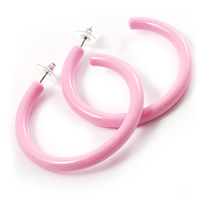 Pink Plastic Hoop Earrings - main view