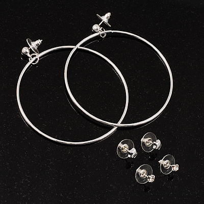 Hoop, Cubic Zirconia & Star Stud Earring Set (Silver) - main view