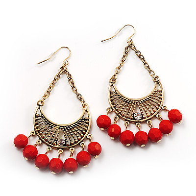 Bridal Chandelier Earrings on Antique Gold Red Bead Chandelier Earrings Avalaya Com   Stylehive