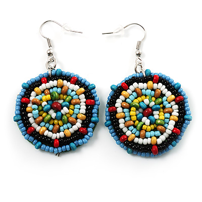 Boho Multicoloured Bead Drop Earrings - main view