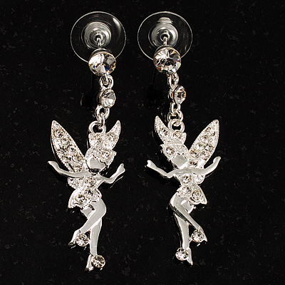 Crystal Fairy Drop Earrings (Silver Tone)
