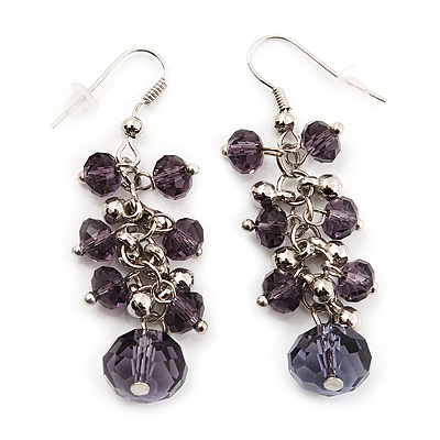 Light Purple Acrylic Bead Drop Earrings - 5cm Length - main view