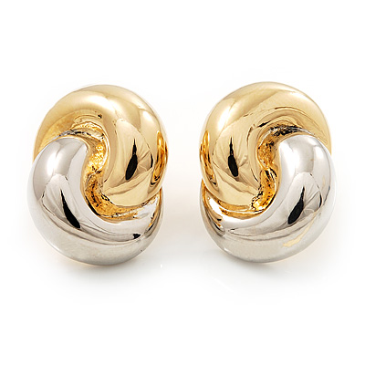 2-Tone 'Knot' Stud Earrings - 2cm Length - main view