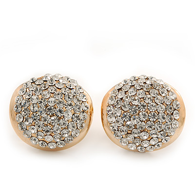 Gold Plated Crystal Dome Stud Earrings - 1.8cm Diameter - main view