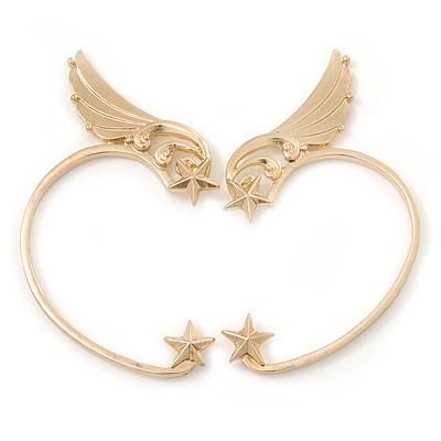 One Pair Wing & Star Ear Hook Cuff Earring In Gold Plating - main view