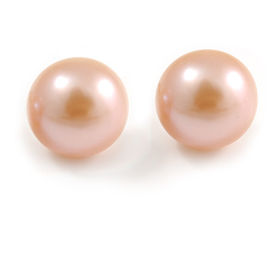 9mm Light Lilac Off-Round Cultured Freshwater Pearl Stud Earrings In Silver Tone - main view