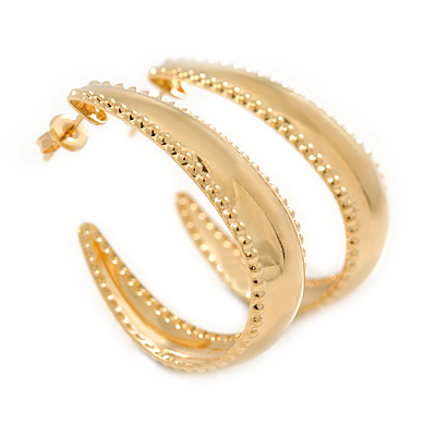 Medium Half Hoop Earrings In Gold Plated Metal - 30mm L - main view