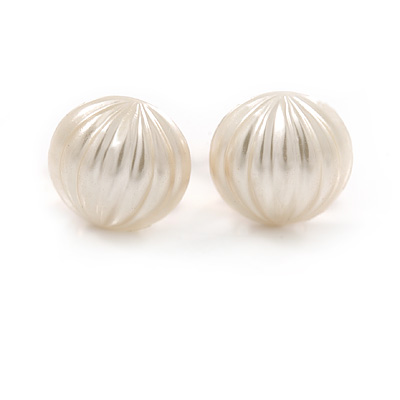 Cream Faux Pearl Clip On Earrings In Gold Tone - 10mm - main view