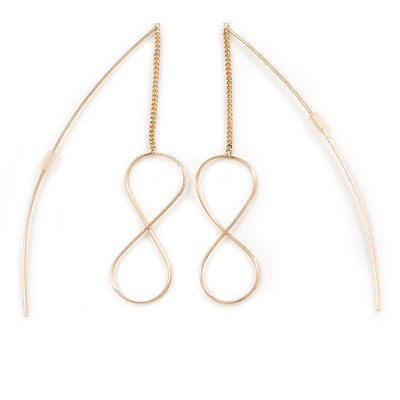 Gold Tone Infinity Chain Drop Earrings - 60mm L