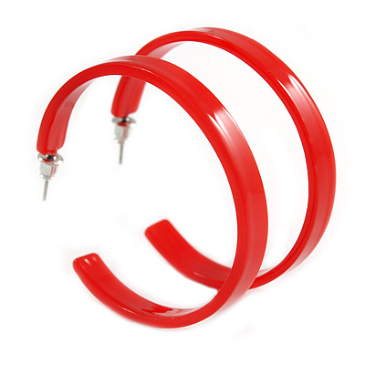 50mm Trendy Red Acrylic/ Plastic/ Resin Hoop Earrings - main view