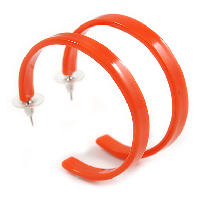 50mm Trendy Orange Acrylic/ Plastic/ Resin Hoop Earrings - main view