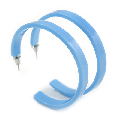 50mm Trendy Cornflower Blue Acrylic/ Plastic/ Resin Hoop Earrings - main view