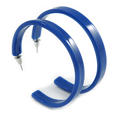 50mm Trendy Blue Acrylic/ Plastic/ Resin Hoop Earrings - main view
