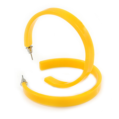 50mm Trendy Yellow Acrylic/ Plastic/ Resin Hoop Earrings - main view