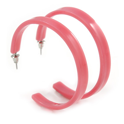 50mm Trendy Pastel Pink Acrylic/ Plastic/ Resin Hoop Earrings - main view