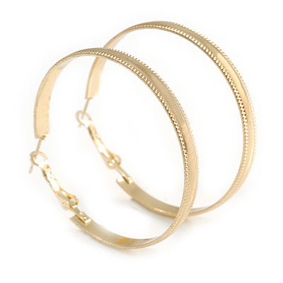 50mm Wide Polished Hoop Earrings In Gold Tone - main view