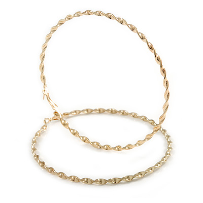 Oversized Twisted Hoop Earrings In Gold Tone Metal - 10cm Diameter - main view