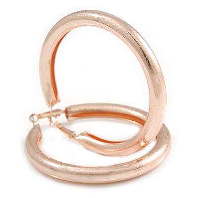 70mm Large Thick Textured/ Scratched Hoop Earrings In Rose Gold Tone