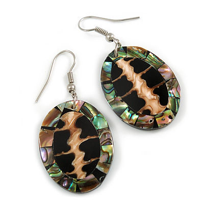 Oval Shell Drop Earrings - 50mm Long - main view