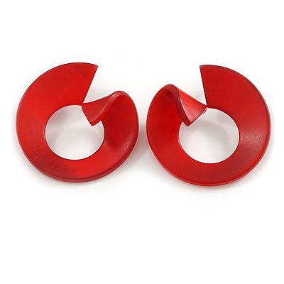 40mm Large Red Acrylic Geometric Stud Earrings