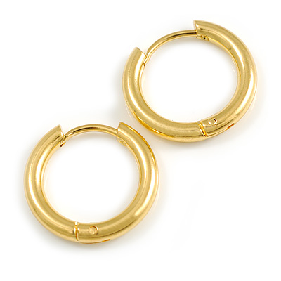Minimalist Small Sleeper Hoop Huggie Earrings in Gold Tone Suitable for Men/Women/18mm D - main view