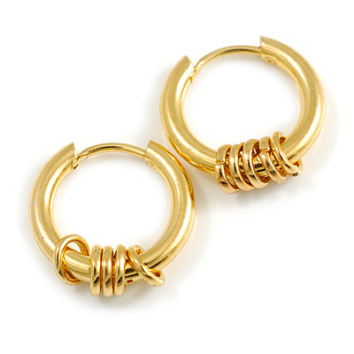 18mm D/ Minimalist Small Sleeper Hoop Huggie Earrings in Gold Tone Suitable for Men/Women - main view