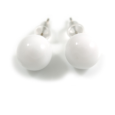 10mm White Acrylic Stud Earrings