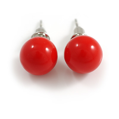 10mm Red Acrylic Stud Earrings