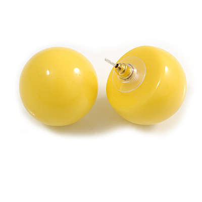 20mm Diameter/ Yellow Acrylic Ball Stud Earrings - main view