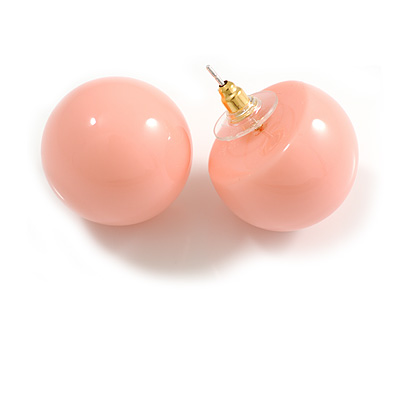 20mm Diameter/ Light Pink Acrylic Ball Stud Earrings