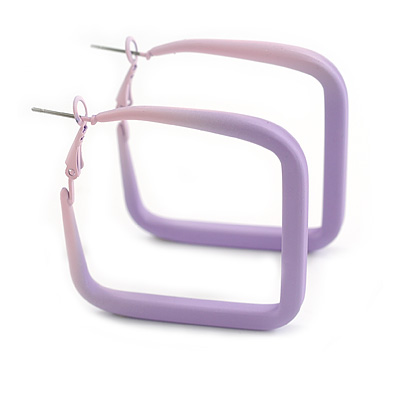 45mm D/ Slim Square Hoop Earrings in Matt Finish (Lavender Shades) - Large Size