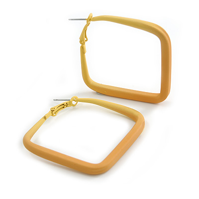 45mm D/ Slim Square Hoop Earrings in Matt Finish (Yellow Shades) - Large Size - main view