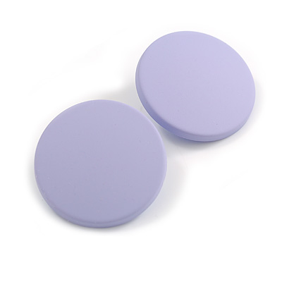 35mm D/ Lilac Acrylic Coin Round Stud Earrings in Matt Finish - main view