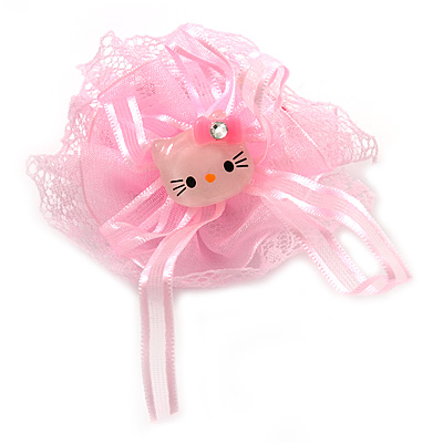 Frilly Kids "Lace and Ribbons Kitty" Pony Tail Hair Elastic/Bobble - main view