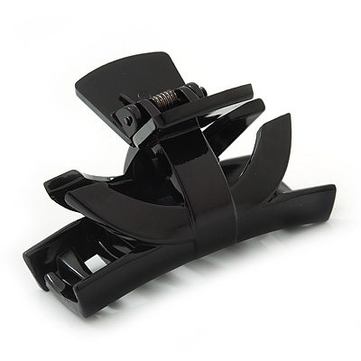 Black Acrylic 'Geometric' Hair Claw - 65mm Width - main view