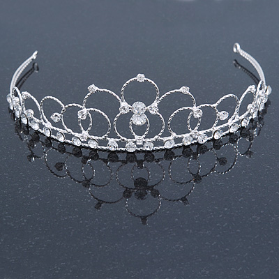 Princess Bridal/ Wedding/ Prom Rhodium Plated Austrian Crystal Tiara - main view