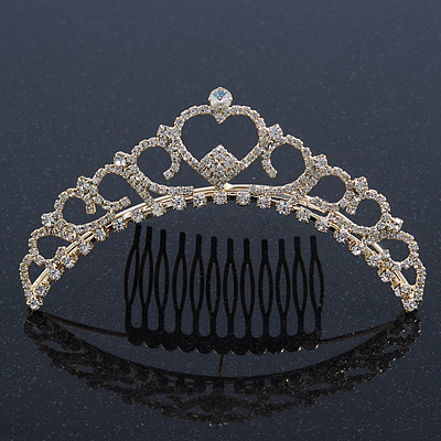 Bridal/ Wedding/ Prom/ Party Gold Plated Swarovski Crystal Hair Comb/ Tiara - 12cm - main view