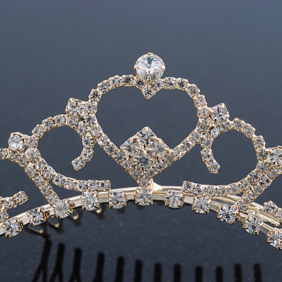Avalaya Bridal/Wedding/Prom/Party Gold Plated Diamante Hair Comb/Tiara 12cm