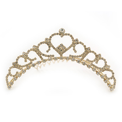 Avalaya Bridal/Wedding/Prom/Party Gold Plated Diamante Hair Comb/Tiara 12cm