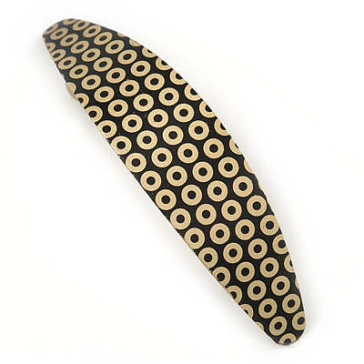 Large Oval Gold Dotted Barrette Hair Clip Grip In Matter Gold Tone - 105mm Across - main view