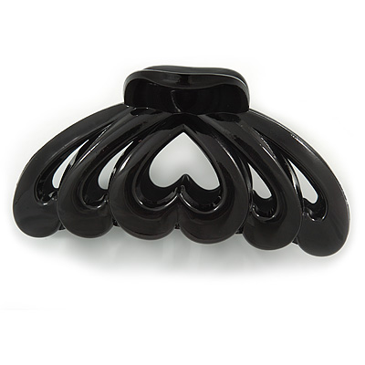 Large Black Acrylic Heart Hair Claw - 90mm Width - main view