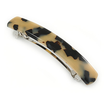 Medium Animal Print Acrylic Barrette Hair Clip Grip (Nude/ Dark Brown) - 85mm Across - main view