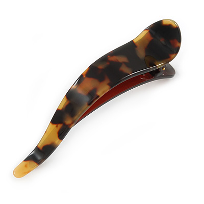 Tortoise Shell Effect Curved Acrylic Hair Beak Clip/ Concord Clip (Brown/ Yellow) - 10cm Across