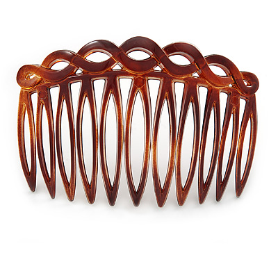 Classic Brown Acrylic Hair Comb - 75mm - main view