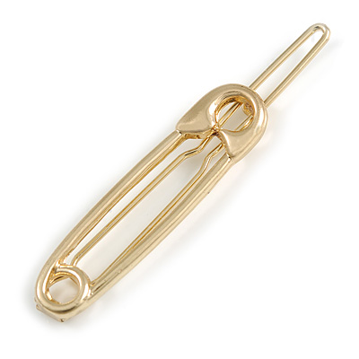 Gold Tone Metal Safety Pin Hair Slide/ Grip - 55mm Across - main view