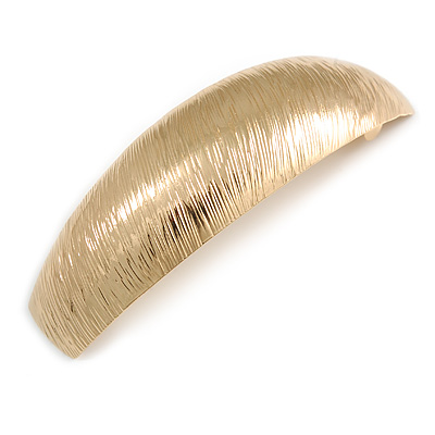 Gold Tone Scratched Large Barrette Hair Clip Grip - 90mm Across - main view
