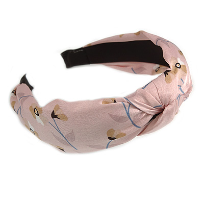 Floral Print Silk Fabric Flex HeadBand/ Head Band in Pink/ Beige/ White